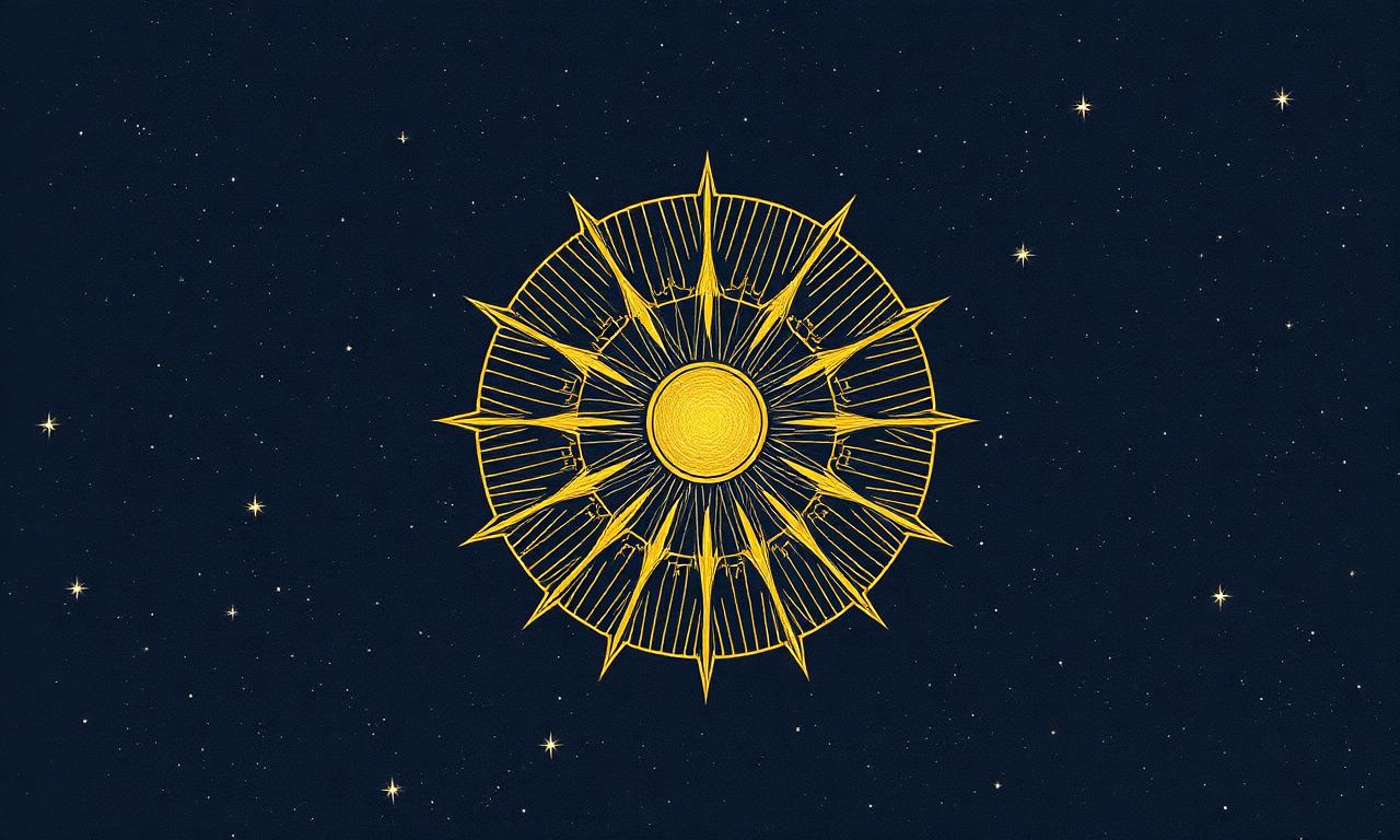 A simple gold celestial sigil on a deep navy field